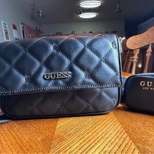 GUESS Black Quilted Crossbody Bag
